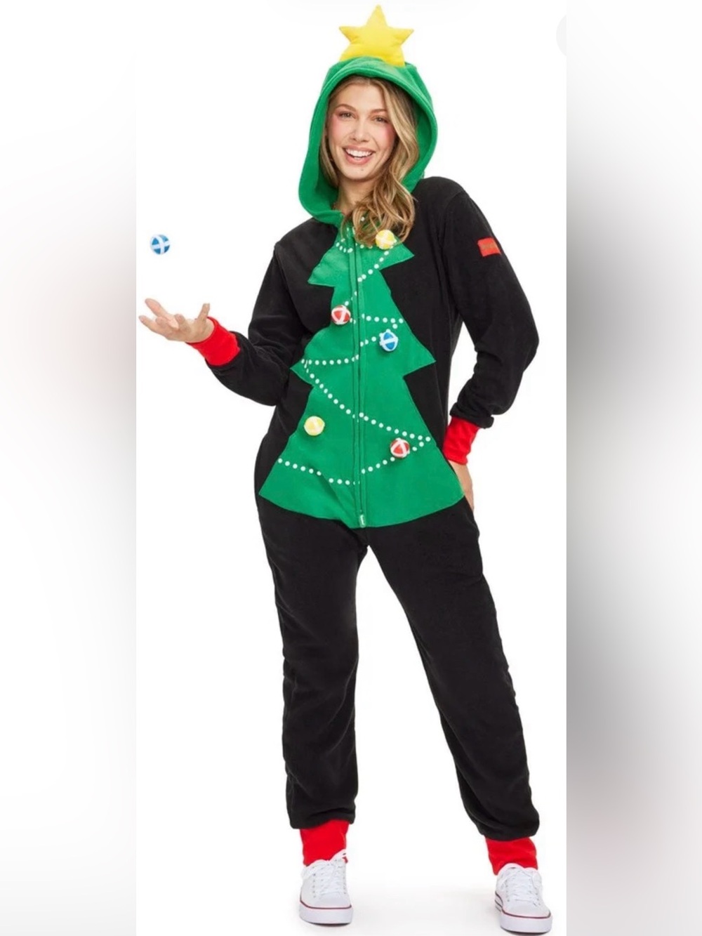 Tipsy Elves Christmas Tree Toss Game Jumpsuit Women’s Medium NWT